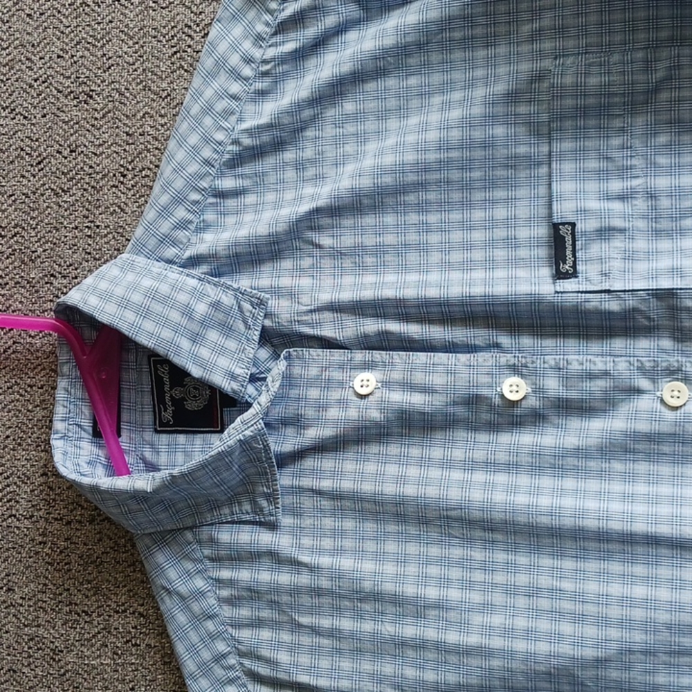 Faconnable women's blue and white plaid cotton shirt small - Picture 2 of 9